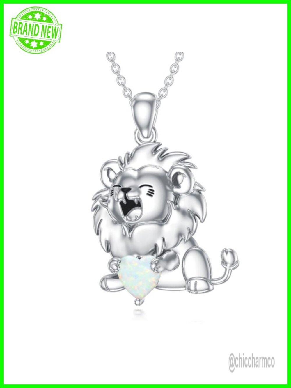 925 Sterling Silver Opal Animal Pendant Necklace 18+2in Chain
